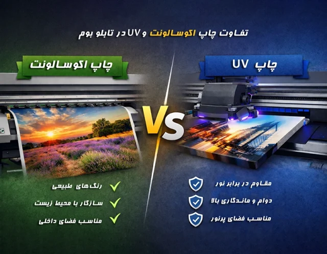 تفاوت چاپ اکوسالونت و UV در تابلو بوم